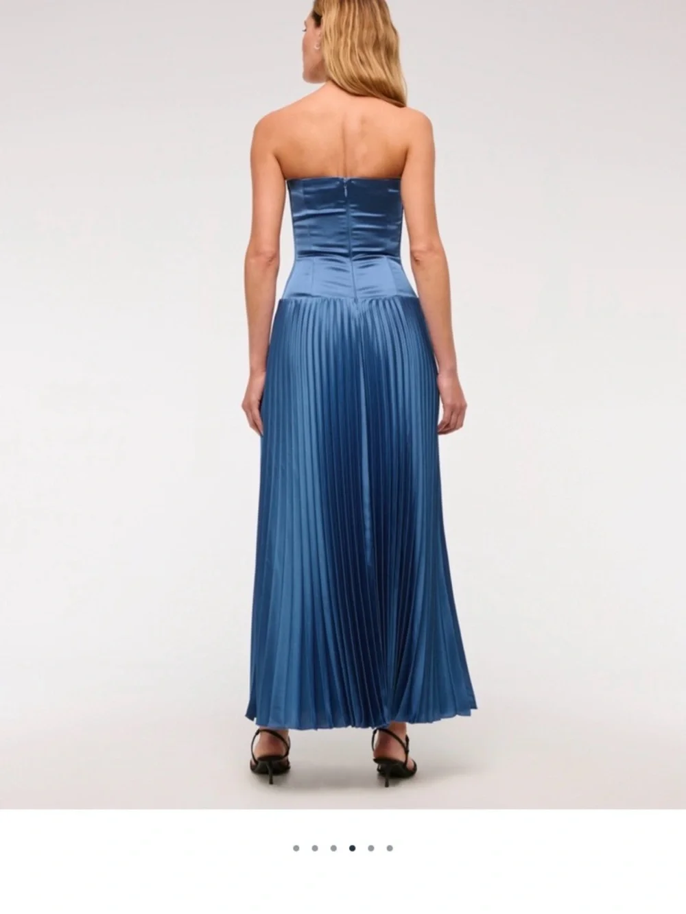Abercrombie & Fitch NWT Strapless Satin Pleated Maxi Dress - Blue